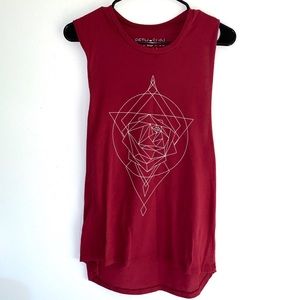 Red Geometric Sleeveless Too